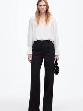 NWT Madewell Superwide-leg Trouser Jeans in Black Size 30